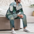 thumbnail image 7 of Naloa Cloud Sky Green Dragon Men’s Pajamas Set - Long Sleeve Button Down Sleep Shirt and Pajama Bottoms Sleepwear Set-Large, 7 of 7