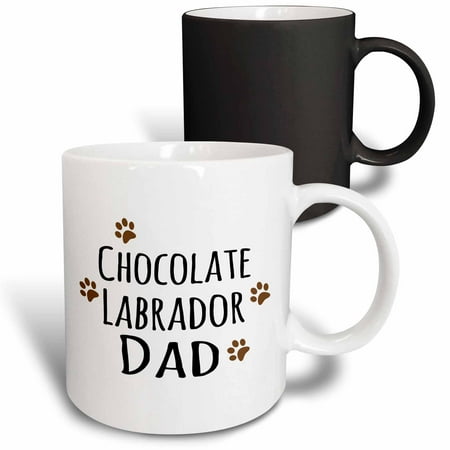 

3dRose Chocolate Labrador Dog Dad - Doggie by breed - Lab brown muddy paw prints - doggy lover - pet owner Magic Transforming Mug 11oz