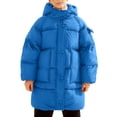 thumbnail image 2 of Uobin Kids Hooded Puffer Jacket with Multi Pockets, Mid-Length Snap-Button Winter Coat for Boys Girls, 2 of 5