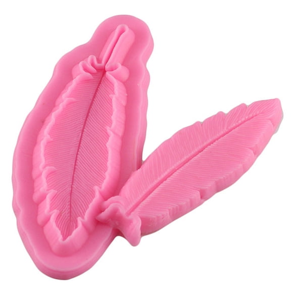 LOLIPPYY Silicone Feather Cake Mold Pink Non Toxic Flexible Fondant Baking Tool
