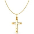 thumbnail image 1 of 14K Yellow Gold Religious Cross Charm Pendant with 0.8mm Box Chain Necklace - 24", 1 of 3