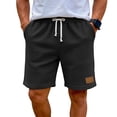 thumbnail image 2 of Nestiefly Mens Waffle Shorts Summer Casual Textured Knit Drawstring Elastic Waist Comfy Short with Pockets Beach Vacation Black L, 2 of 7