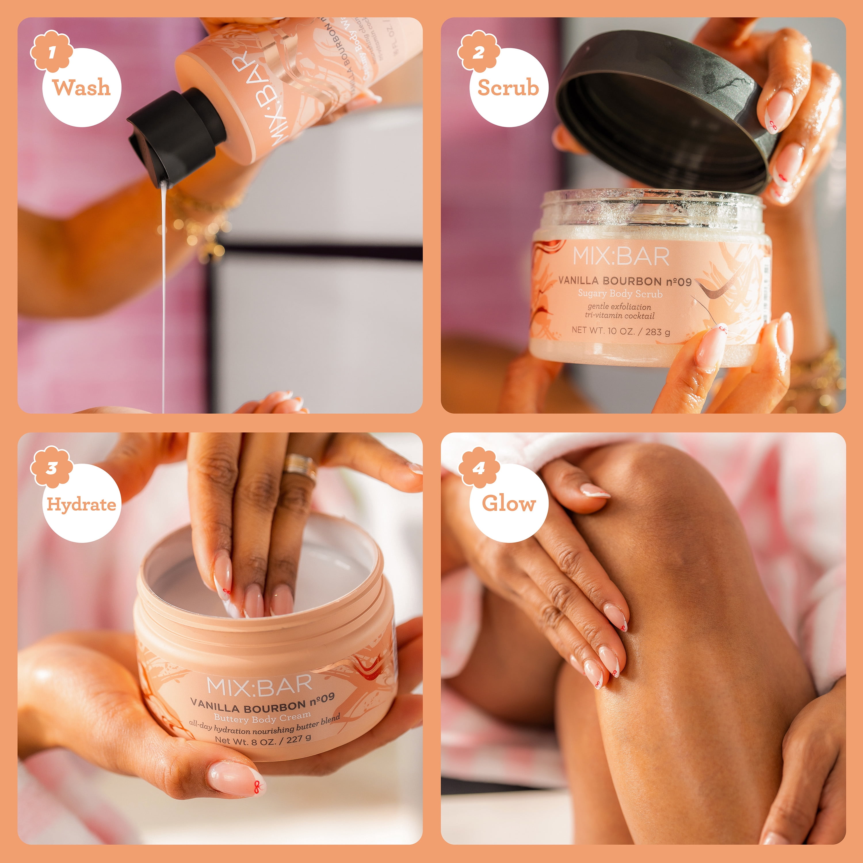 MIX:BAR Fragrance Oil, Vanilla Bourbon, Jojoba Oil + Avocado Oil, Moisturizing Body Oil, 4fl oz