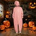 thumbnail image 2 of Rohuuque Men's and Women's Festive Onesie Animal Dress Up Christams Jumpsuits One-Piece Pajama with Hood and Pocket Lounge Wear Pink, 2 of 9