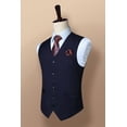 thumbnail image 3 of HISDERN Men's Suit Vest Business Formal Dress Waistcoat Vest with 3 Pockets for Suit or Tuxedo Navy Blue, 3 of 7