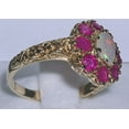 thumbnail image 3 of LBG British Made 18k Yellow Gold Natural Opal & Ruby Womens Statement Ring - 33 size options - Size 9, 3 of 6