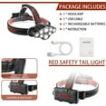 thumbnail image 4 of Rechargeable Headlamp, 8 LED 18000 Lumen Super Bright Waterproof Headlight with Red Lights, 8 Light Modes Head Lamp for Emergency Light Outdoors Fishing Hiking Camping Running, 4 of 14