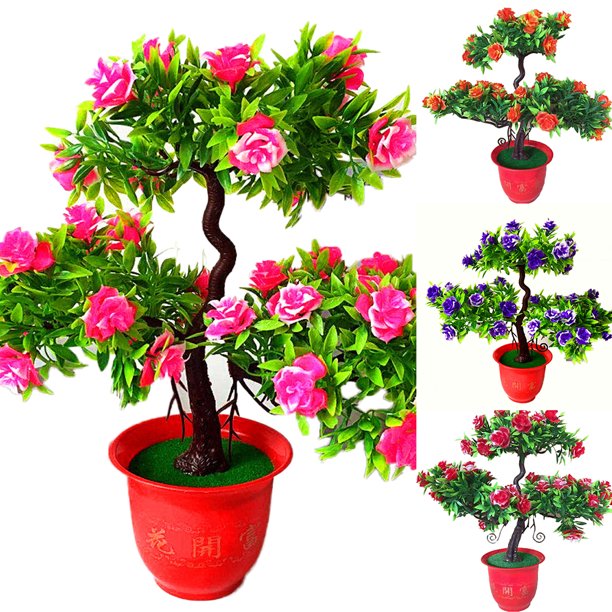 Gwong Decoración hogareña Artificial Rose Flower Guest Greeling Pine Plant Pot Home Desktop Office Decor Gwong 21037528