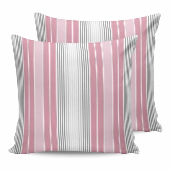 Outdoor Waterproof Throw Pillow Covers Set of 2 Pink Vertical Stripes Decorative Pillowcases Square Outdoor Pillows Cushion Case 16x16 Inch Ombre Striped Patio Pillows for Couch Sofa Bed Garden