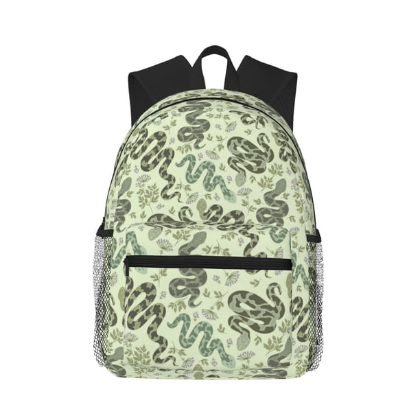 Disketp Green Snake Mochila Ligera Clásica con Múltiples Bolsillos, Mochila Casual para Hombre y Mujer, Ideal para Escuela, Trabajo y Viajes