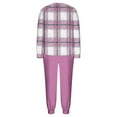 thumbnail image 3 of Plaid Lounge Sets for Women Fleece 2 Piece Jogger Pajama Long Sleeve Pants Loungewear Winter Casual Matching Outfits New Pajamas for Women Set Pinky XXL, 3 of 7