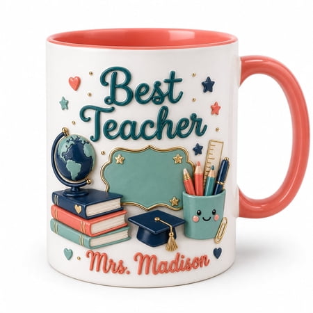 DTS TeeZworld Personalized Teacher Mug Custom Ceramic Classroom Gift