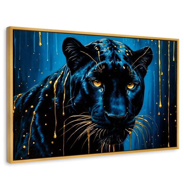 Cuadro Decorativo Canvas Revolution Marco Flotante Mirada Nocturna 90x60 Dorado