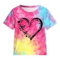 thumbnail image 2 of Wxirdiow Summer Outfits for Kids Girls Kids Girl Clothes Tie Dye Heart Print Short Sleeve Top and Shorts Toddler Girl Summer Outfits Short Set Watermelon Red Size,4-5 Years, 2 of 2