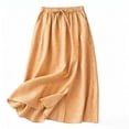 thumbnail image 2 of Women's Embroidery Cotton Linen Midi Skirts A Line Flowy Swing Elastic Waist Bohemian Skirt Casual Beach Party Skirt Orange 2XL, 2 of 2