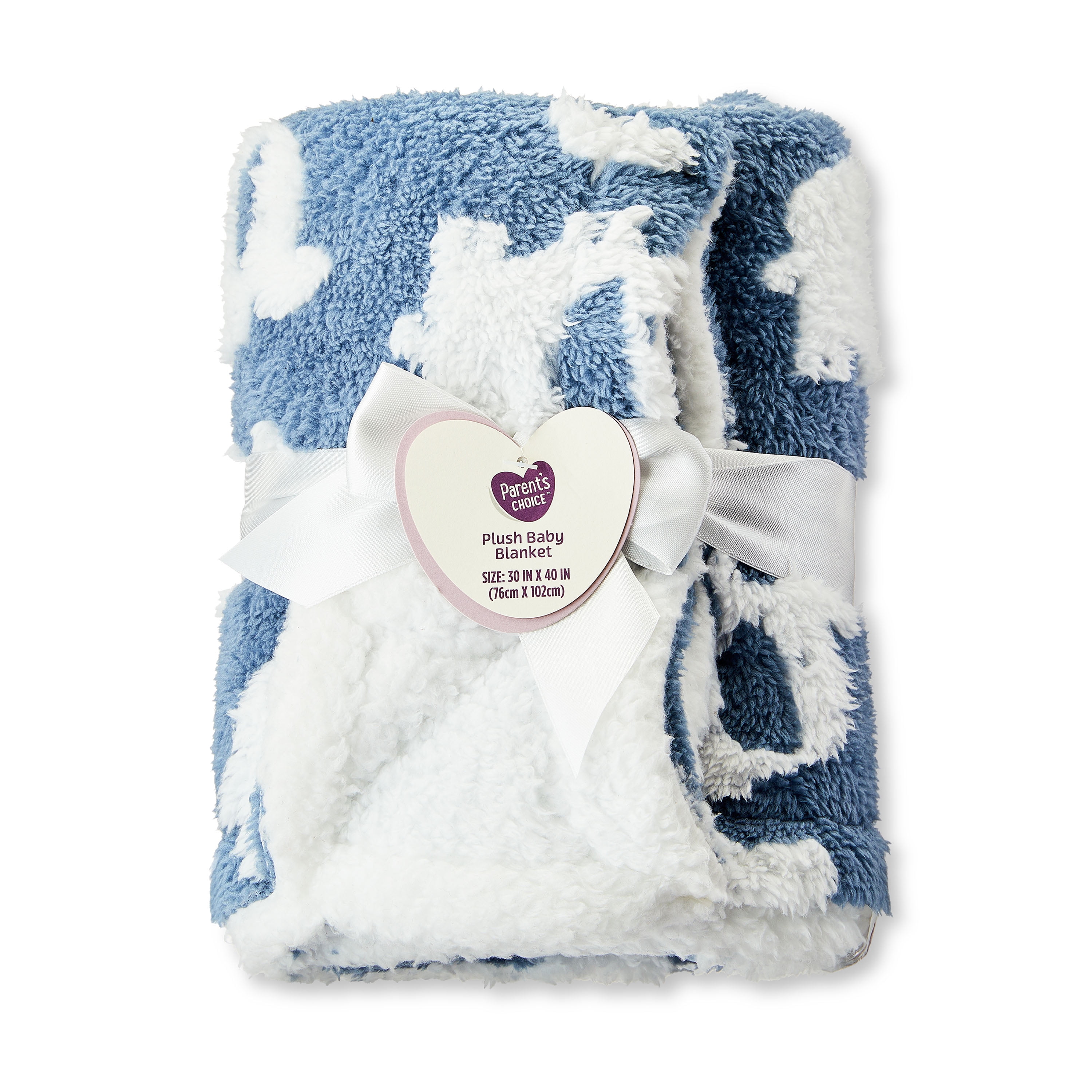 Parent's Choice Blue Texture Elephant Blanket for Infant Boys and Girls, 30" x 40"