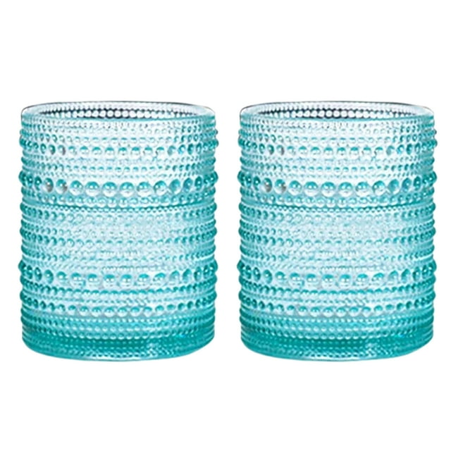 Juego de 2 vasos para beber de cristal vintage, vasos de vidrio con forma de tachuela de 12 oz, vaso de agua transparente con relieve, para cerveza, cócteles y whisky
