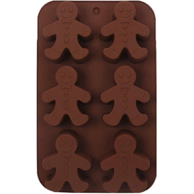 Silicone Gingerbread Man Chocolate Molds 6-Cavity Baking Mold for Candy, Cake, Ice Cubes