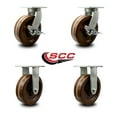 thumbnail image 2 of 8 Inch Heavy Duty High Temp Phenolic Swivel Caster Set 2 Brakes 2 Rigid SCC, 2 of 2