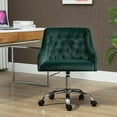 thumbnail image 2 of Velvet Office Swivel Chair, Vanity Fabric Desk Pretty Fancy Gold Office Chairs for Girls, 360°Swivel Height Adjustable Reception Chair (DarkGreen), 2 of 10