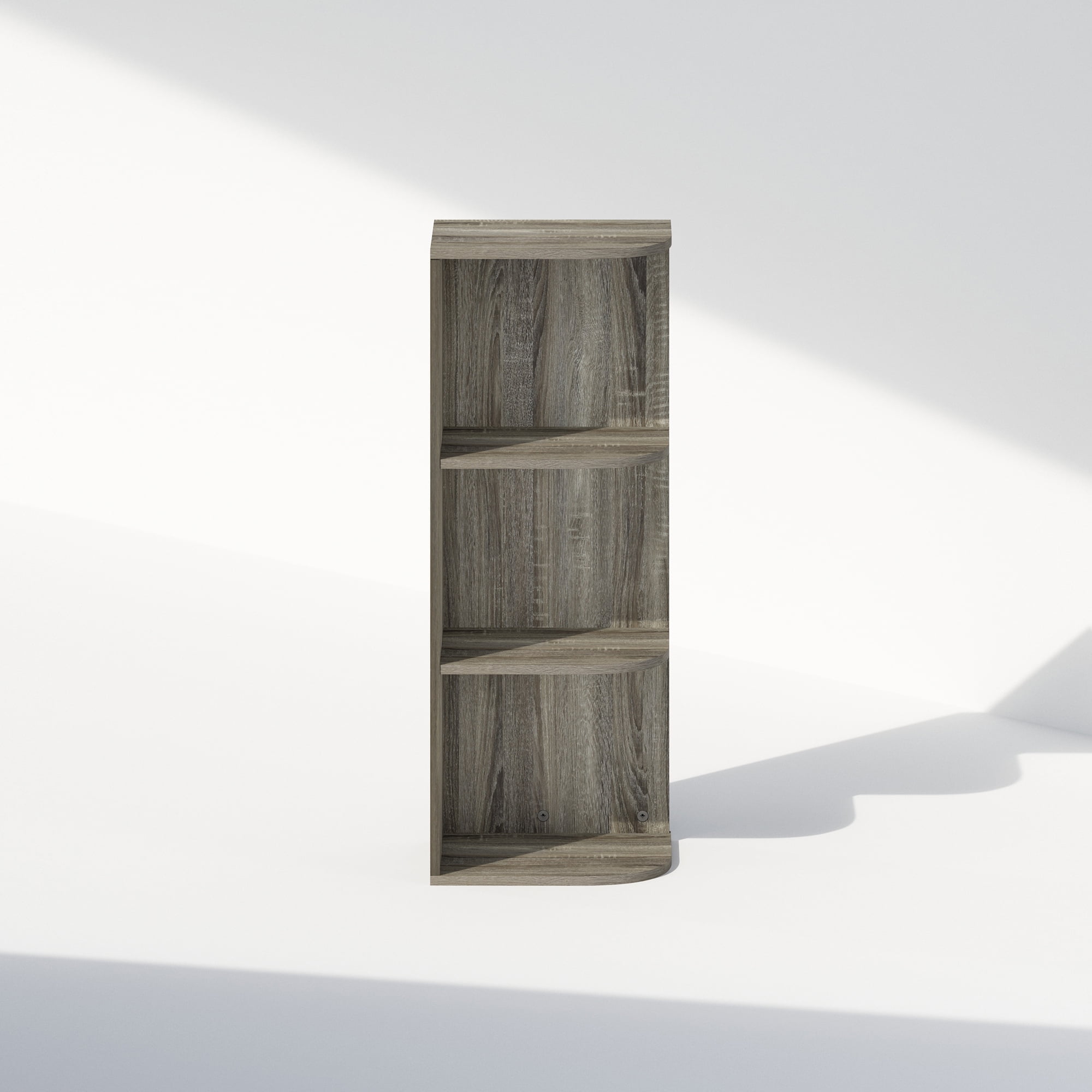 Furinno Reed 3-Tier Space Saving Corner Storage Display Shelf, Bookshelf, French Oak