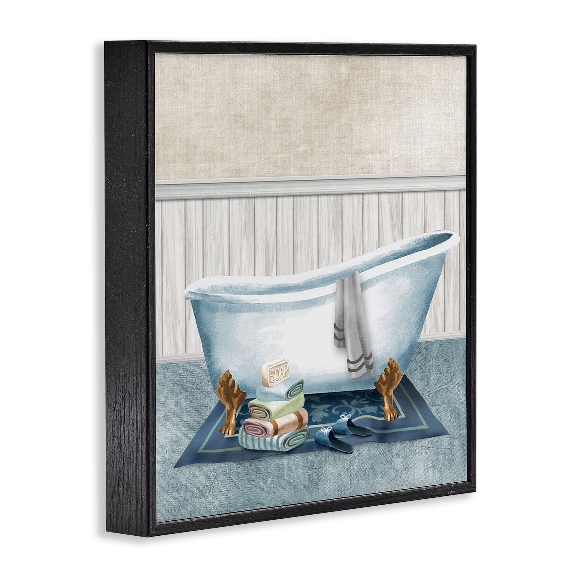 Stupell Industries Cozy Clawfoot Bathtub Spa Black Framed Giclee Art, design by Conrad Knutsen