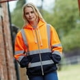 thumbnail image 2 of ZHaobin Zippered Hoodie High Visibility Reflective Safety Hoodie for Night Shift Workers 360 Degree Reflective Zones Hoodie for Running (Orange,M), 2 of 7