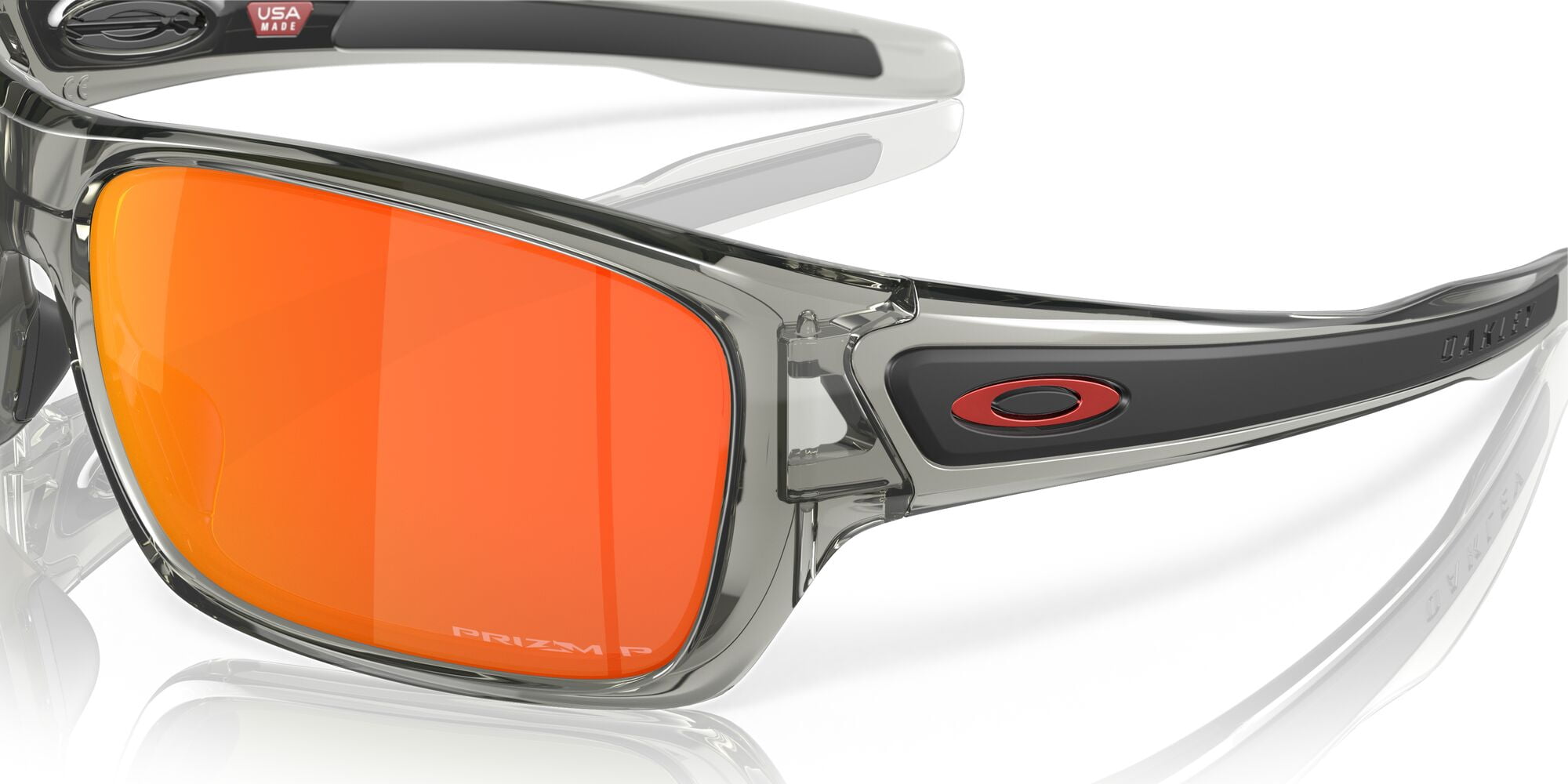 Oakley Turbine Sunglasses, Square Polarized Eyeglasses with Prizm Lenses, Size 63, Grey Ink/Prizm Ruby Polarized