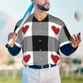thumbnail image 4 of Fotbe Heart Black Buffalo Plaid Gingham Baseball Jersey Shirt for Men and Women, Casual Short Sleeves Button Down T-Shirt-Large, 4 of 9