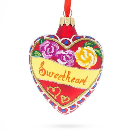 To My Sweetheart Glass Heart Christmas Ornament