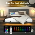 thumbnail image 4 of Behost Queen Size Bed Frame Floating Platform Upholstered with LED Lighting and Built-in Charging Station, Metal Frame, Gray, 4 of 9