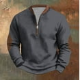 thumbnail image 2 of GigrtiJin Men's Plus Size Vintage 1/4 Zip Sweatshirt Casual Long Sleeve Stand Collar Sweatshirts with Elbow Patches, 2 of 6