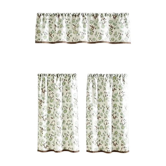 Ouuluon 3-Piece Kitchen Curtain Set, 54x18 inch Small Coffee Curtains for Window Light Filtering Heat Insulating Decor