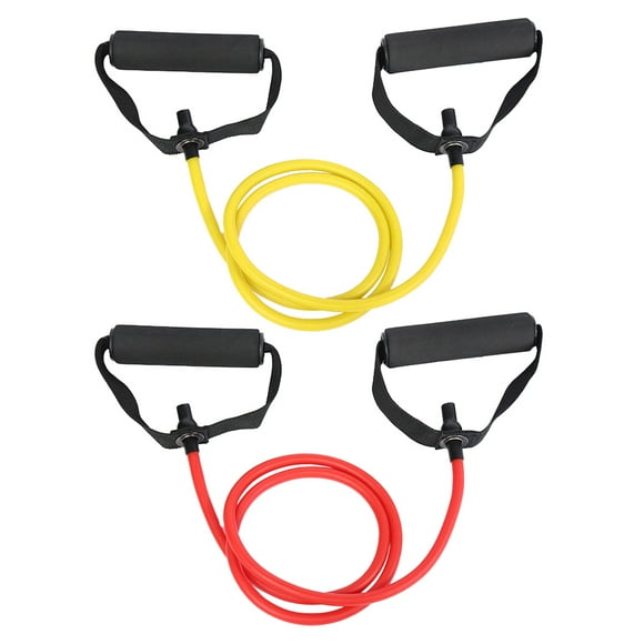 SHISUYAN 2pcs Portable Yoga Pull Rope Chest Multifunctional Expander Resistance Bands with Handle Workout Bands (Yellow-5 x 8 x 1200mm, Red-5 x 9 x 1200mm)