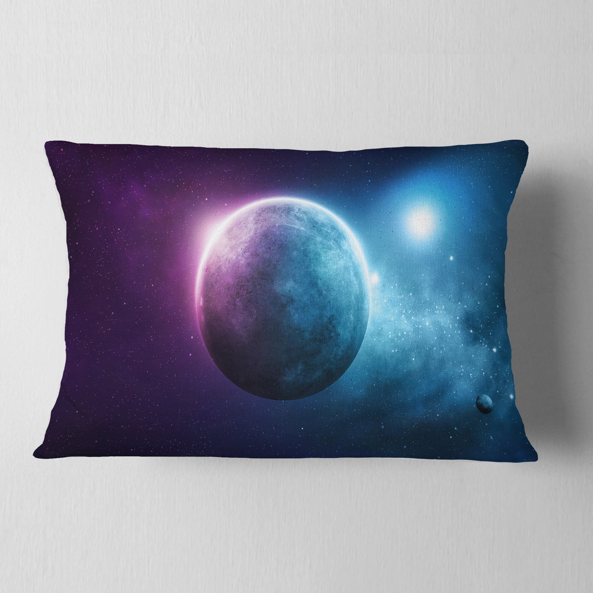 Designart Deep Space Planet - Space Throw Pillow - 12x20
