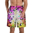 thumbnail image 1 of Balery Colorful Tie Dye Stained Glass 3 Traje de Baño Estilo Hawaiano para Hombre, Shorts de Secado Rápido con Bolsillos-XX-Large, 1 of 6