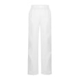 thumbnail image 3 of Solid Wide Leg Sweatpants Women Teen Girls Drawstring High Waist Soft Fleece Loose Fitting Casual Loungewear Straight Trousers with Pockets White S, 3 of 7
