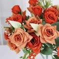 thumbnail image 2 of Efavormart 4 Bushes | 12" Terracotta Real Touch Artificial Silk Rose Bridal Bouquet, Faux Flowers, 2 of 11
