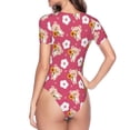 thumbnail image 4 of The Xecao Piggy Sunflower Women's Crew Neck Body Suit, a short-sleeved bodysuit and basic swimsuit, both comfort and style for dating and daily life, 4 of 9