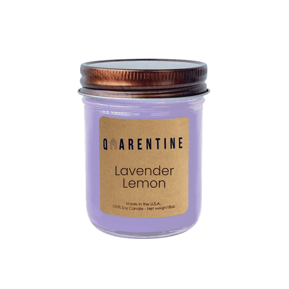 Natural Organic Lavender & Lemon Soy Wax Candle, Floral Citrus Scent, Aromatherapy & Massage Oil - Quarentine Essentials by Carla Miles