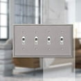 thumbnail image 2 of Amerelle 77T4BN Moderne Wallplate 4 Toggle Cast Metal Brushed Nickel 1-Pack, 2 of 7