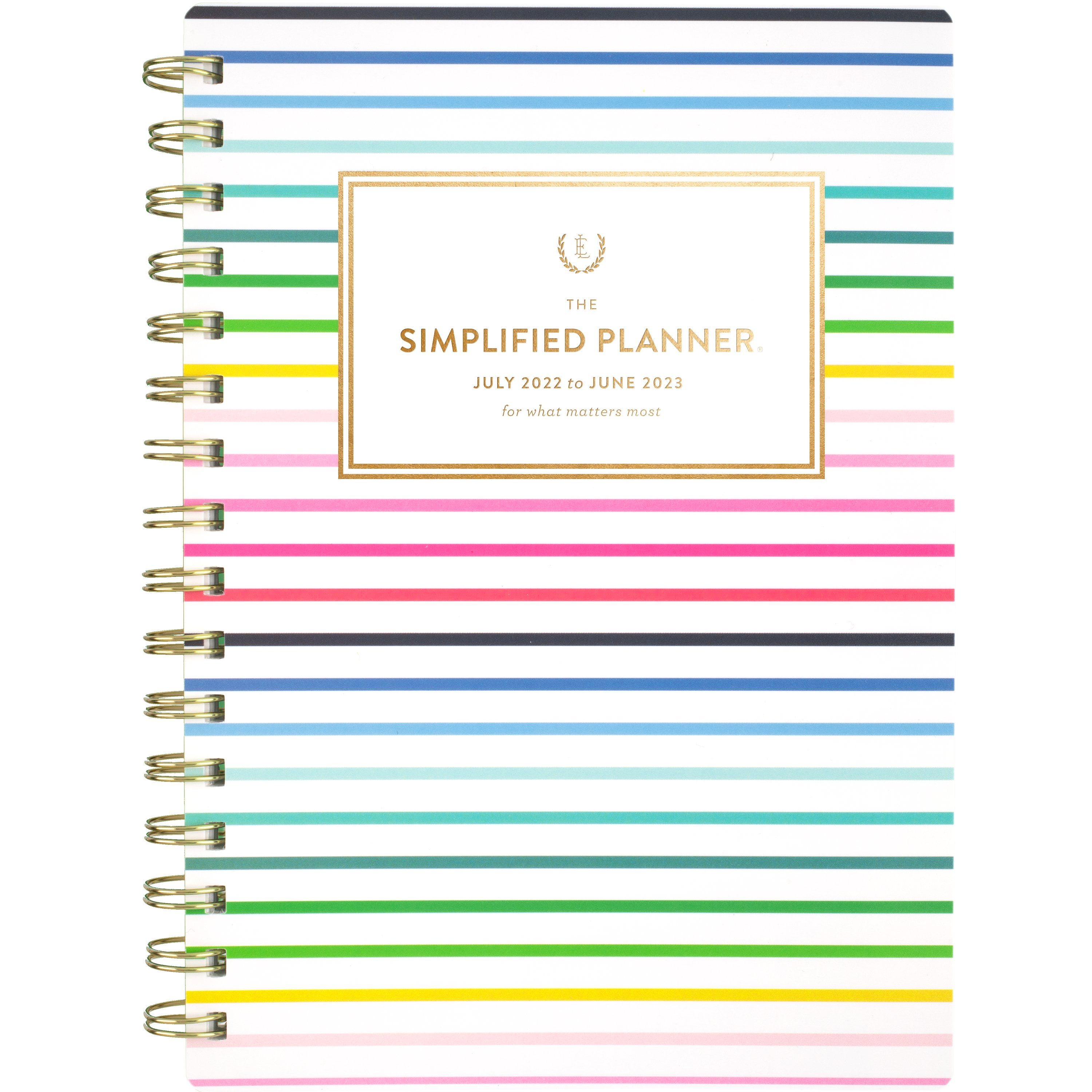 2022-2023 Weekly Monthly Planner, 5 1/2' x 8 1/2', Simplified for AT-A-GLANCE, Happy Stripe (ELW70-200A-23)