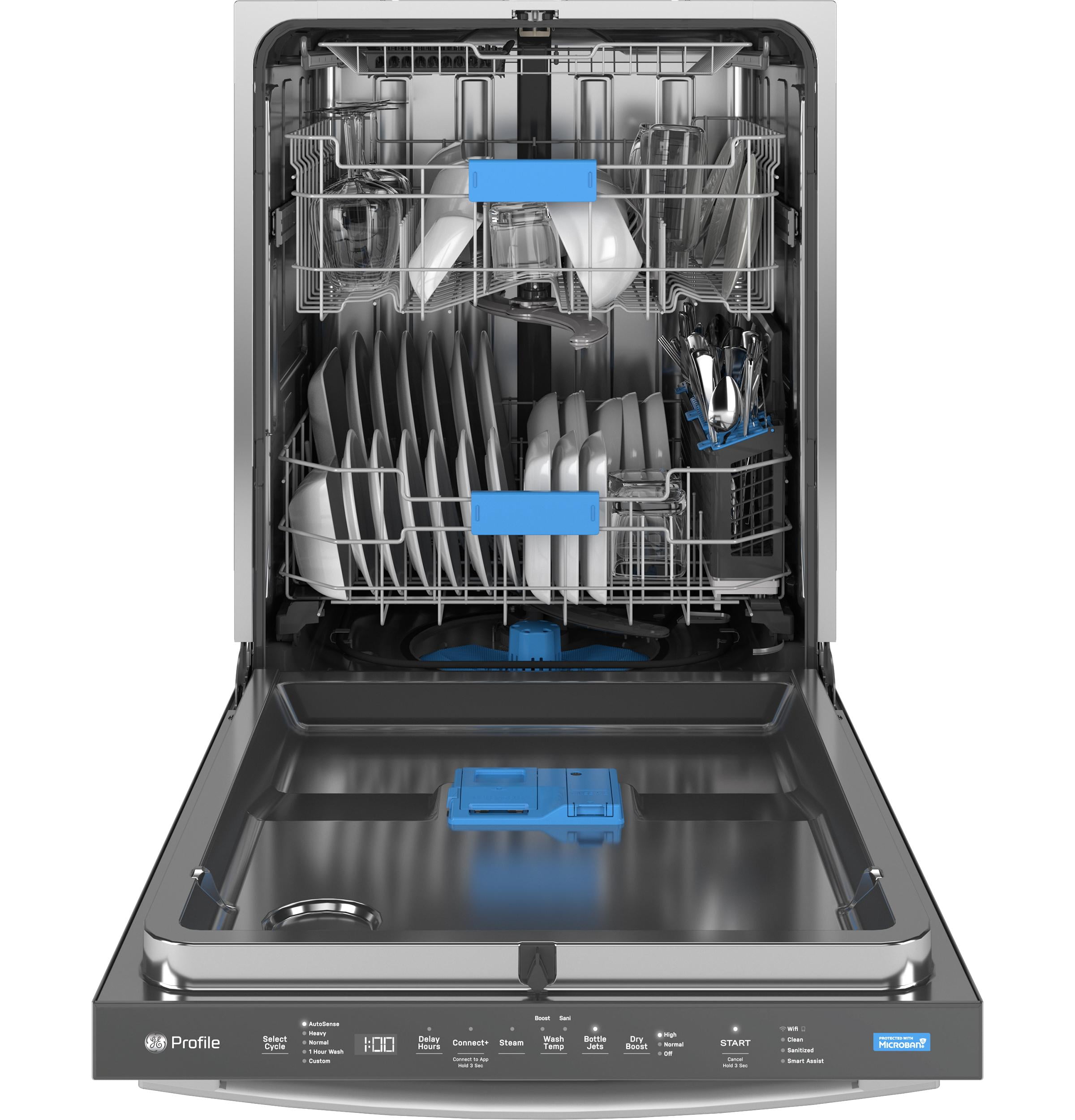 Ge Profile Pdt715s 24" Wide 16 Place Setting Built-In Top Control Dishwasher - Fingerprint