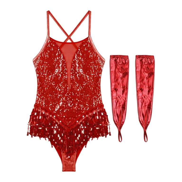 TiaoBug Womens Latin Modern Jazz Dance Costume Sparkly Sequins  display picture 1
