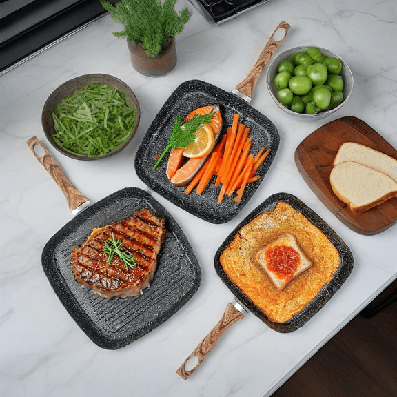 Gianna 3-Piece Non-Stick Cookware Set, Durable Pans for Gas and Induction Stoves, Black