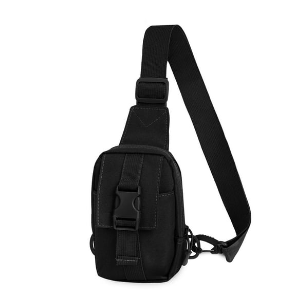 PULLIMORE Men's Waterproof Chest Bag - Adjustable Strap, 3 Storage Pockets for Hiking & Travel (Black)