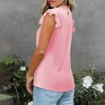 thumbnail image 4 of Sevevn Fashion Women's Casual Short Sleeve Solid Fold Round Neck Button Ladies Top Blouse Pink XL Deal of the Week, 4 of 7