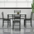 thumbnail image 1 of Gymax 5 PC Dining Set Glass Top Table and 4 Chairs Kitchen Room Furniture, 1 of 10