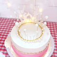 thumbnail image 5 of Decoración brillante hecha a mano para tarta de feliz cumpleaños para niñas, corona de perlas artificiales blancas para decoración de boda, graduación, princesa, reina, fiesta de cumpleaños,, 5 of 5