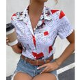 thumbnail image 5 of Camisa informal de temperamento con estampado floral de manga corta elegante y cómoda con cuello en V para mujer OAVQHLG3B Store lin121212, 5 of 5